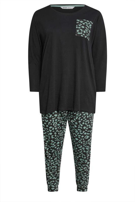 YOURS Plus Size Black Animal Print Long Sleeve Pyjama Set | Yours Clothing 5