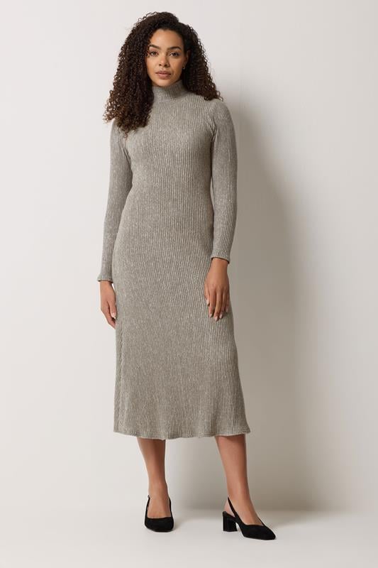 M&Co Natural Brown Soft Touch Fit & Flare Dress 1