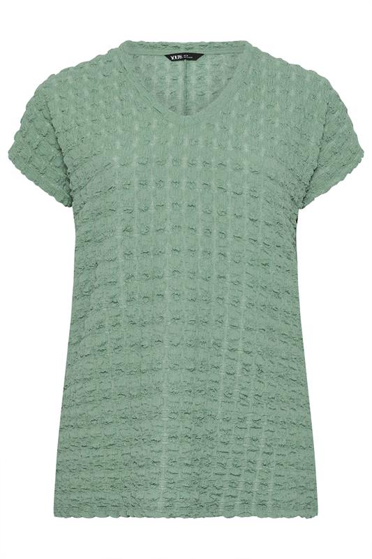 YOURS Plus Size Sage Green Bubble Textured T-Shirt | Yours Clothing 5