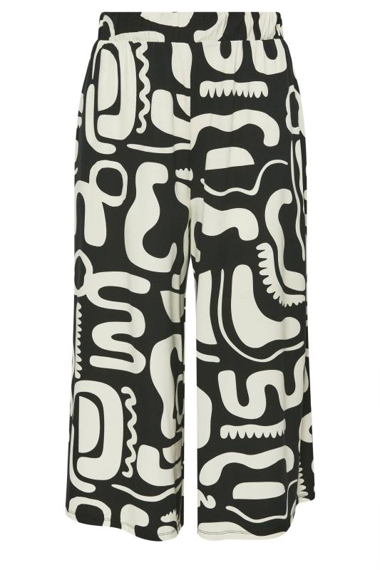 YOURS Plus Size Black & White Abstract Print Midaxi Culottes | Yours Clothing 6