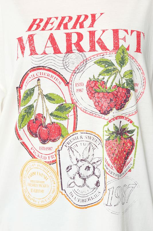 YOURS Plus Size Ivory White 'Berry Market' Graphic T-Shirt | Yours Clothing 4