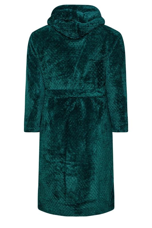 YOURS Plus Size Emerald Green Waffle Fleece Hooded Dressing Gown | Yours Clothing 8