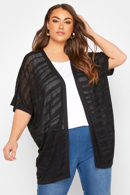 Plus Size Curve Womens Black Waterfall Shrug Yours