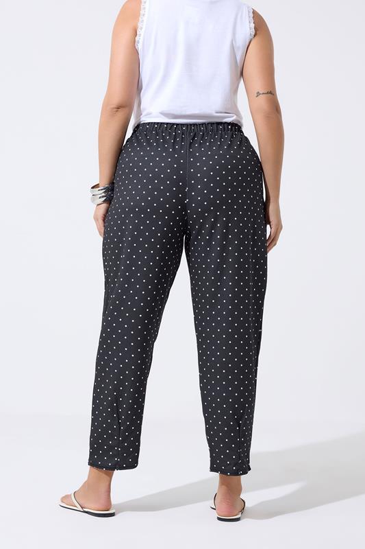 LIMITED COLLECTION Plus Size Black Polka Dot Barrel Trousers | Yours Clothing 4