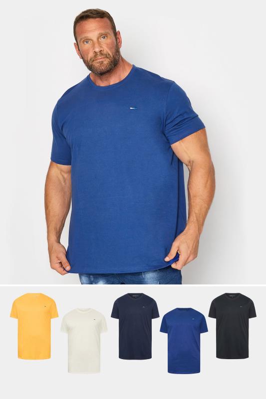  Tallas Grandes BadRhino For Less Lightweight Black/Navy/Sodalite Blue/Flax Yellow/ Marshmellow White 5 Pack T-Shirts
