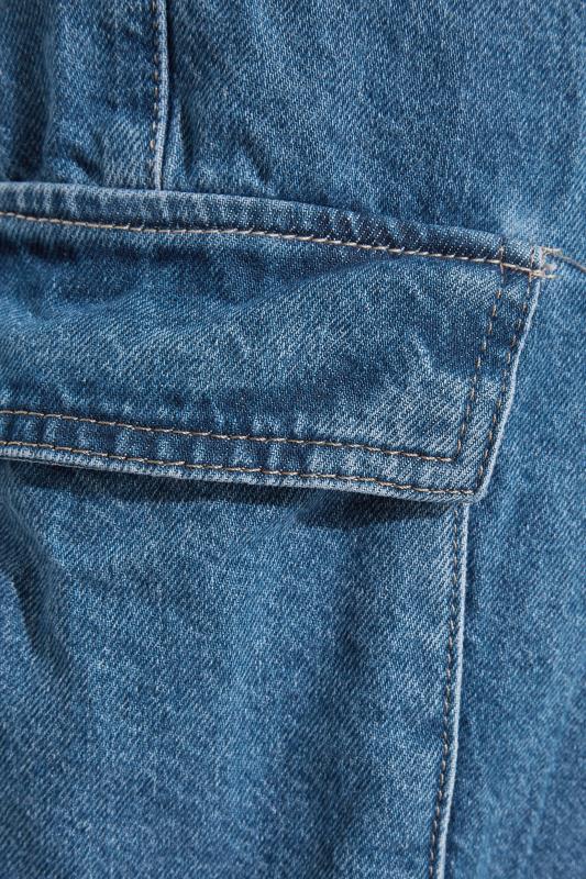 Curve Blue Cargo Pocket Jeans 4