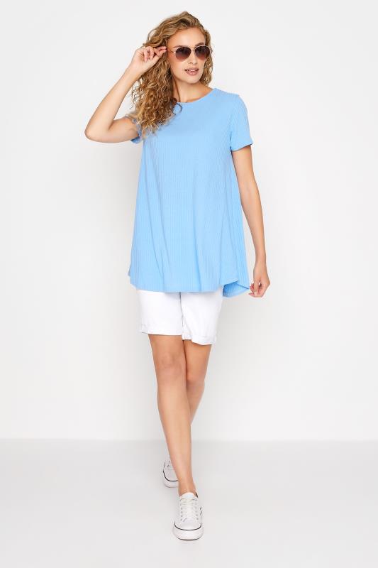 LTS Tall Blue Short Sleeve Ribbed Swing Top 2