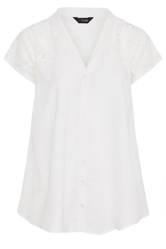 YOURS Plus Size White Lace Insert Blouse | Yours Clothing 6