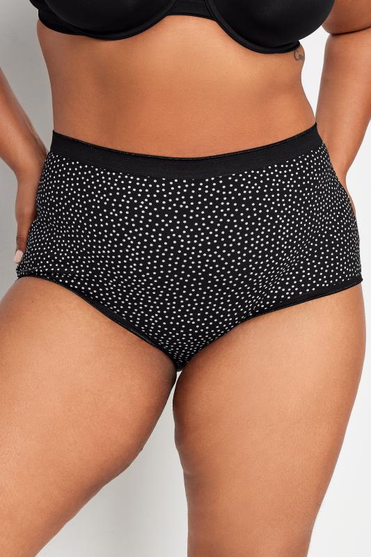 YOURS 4 PACK Plus Size Black Spot Print Cotton Stretch Full Briefs | Yours Clothing 2