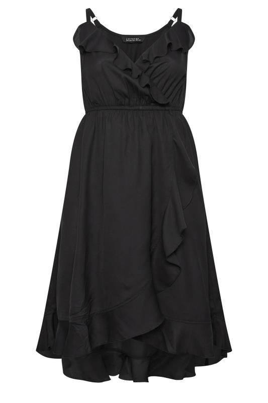 LIMITED COLLECTION Plus Size Black Frill Midaxi Wrap Dress | Yours Clothing  7