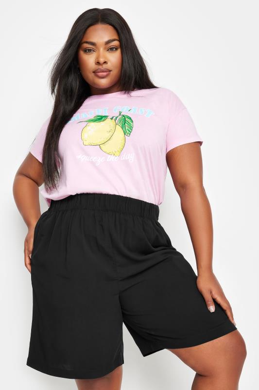 YOURS Plus Size Black Pull On Shorts | Yours Clothing 1