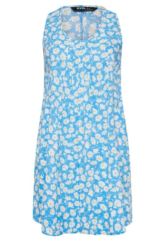 YOURS Plus Size Curve Light Blue Daisy Print Pocket Smock Dress | Yours Clothing  6