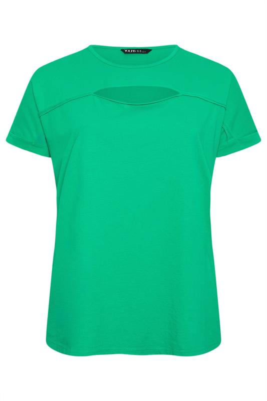 YOURS Plus Size Bright Green Cut Out T-Shirt | Yours Clothing 5