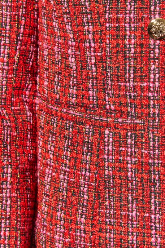 LTS Tall Red & Pink Check Boucle Blazer 4