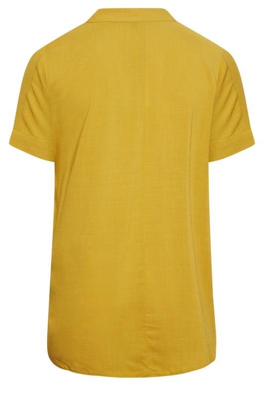 YOURS Plus Size Yellow Half Placket Blouse | Yours Clothing 7