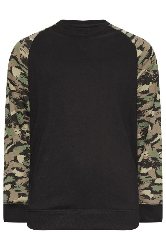 BadRhino Big & Tall Black & Green Camo Sleeve Raglan Sweatshirt | BadRhino 5