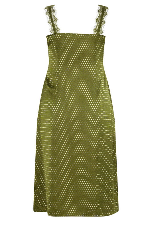 olive green polka dot dress YOURS Plus Size Lace Trim Ships in 7-9 weeks