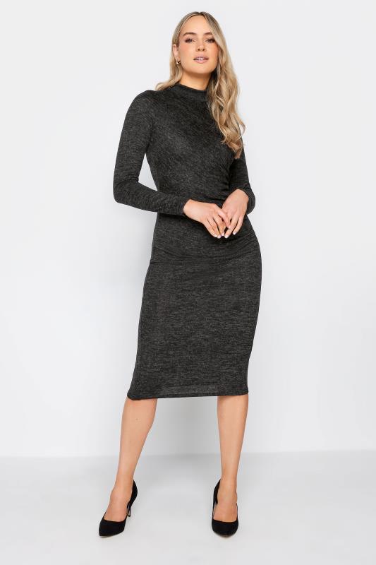  LTS Tall Charcoal Grey Ruched Midi Dress