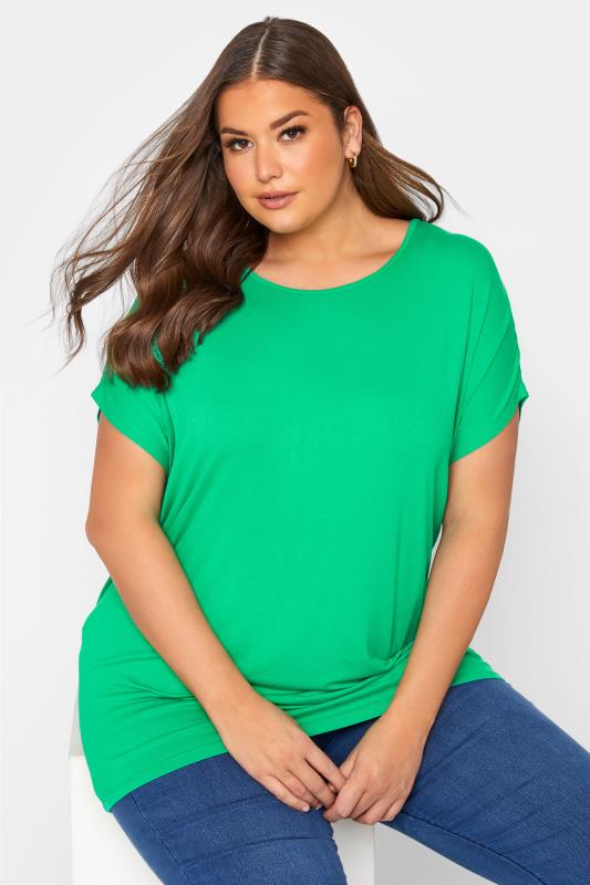 Plus Size Bright Green Grown On Sleeve T-Shirt | Yours Clothing  1