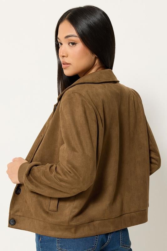M&Co Petite Brown Faux Suede Button Up Jacket | M&Co 2