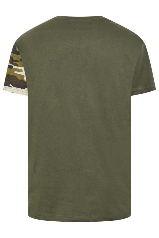 KAM Big & Tall Khaki Green Camo Colour Block T-Shirt 2