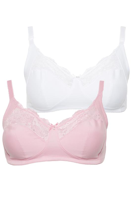 Plus Size YOURS 2 PACK Pink & White Non-Padded Non-Wired Full Cup Bras | Yours Clothing  5