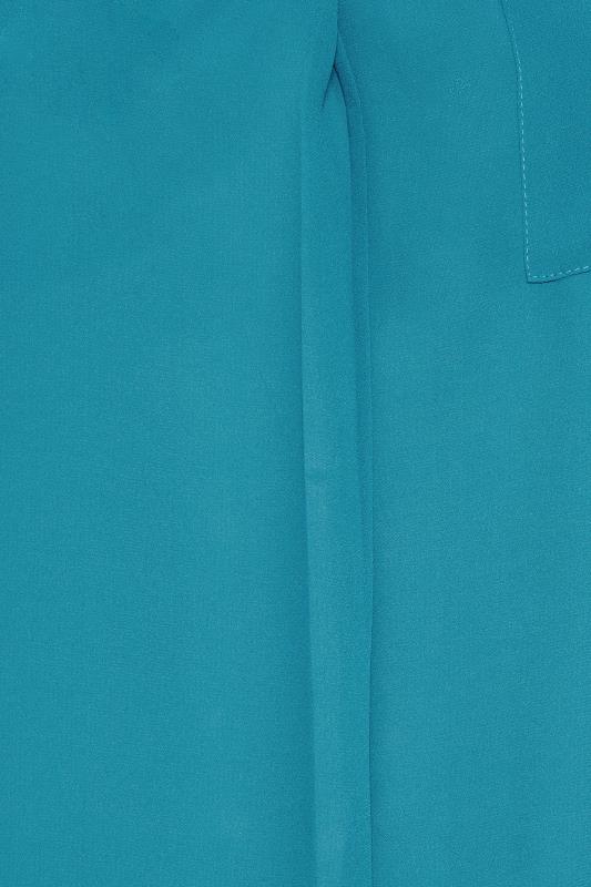 YOURS Plus Size Teal Blue Half Placket Collared Blouse | Yours Clothing 5