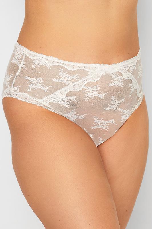YOURS 2 PACK Curve Pink & Cream Sheer Lace Knickers | Yours Clothing  3