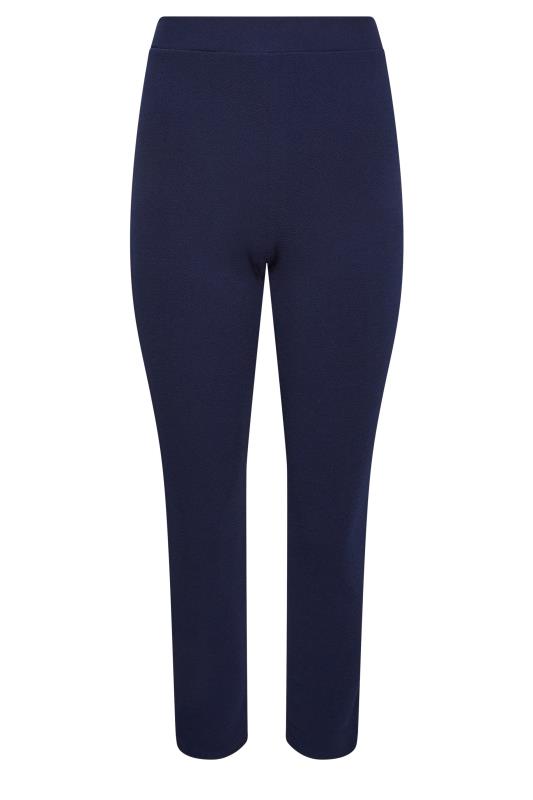 YOURS PETITE Plus Size Navy Blue Textured Slim Leg Trousers | Yours Clothing 4