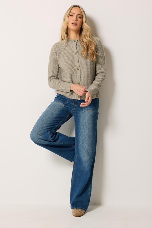 LTS Tall Natural Brown Button Knitted Cardigan | Long Tall Sally 2