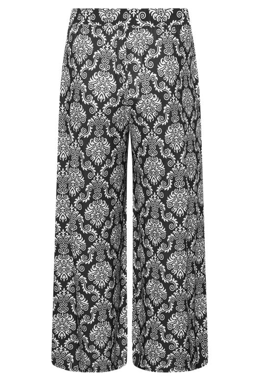 YOURS Plus Size Black Paisley Print Pull On Wide Leg Trousers | Yours Clothing 6