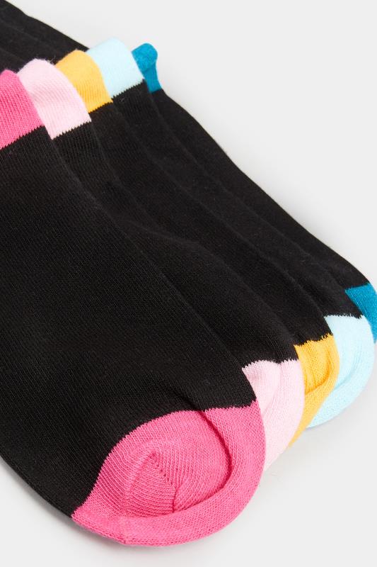 YOURS 5 PACK Black Contrasting Heel Socks | Yours Clothing 4