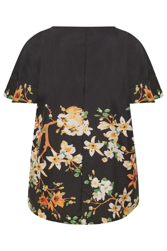 Curve Black Floral Frill Sleeve Top 7
