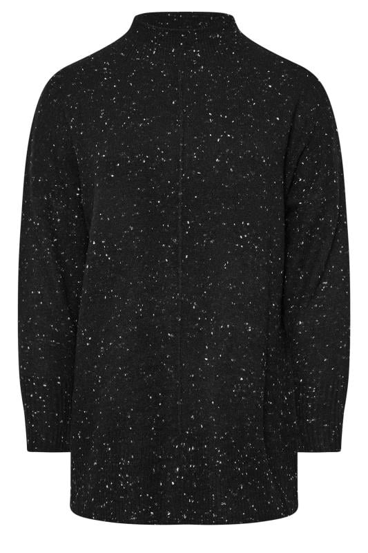 YOURS Plus Size Black Speckled High Neck Seam Jumper | Yours Clothing 5