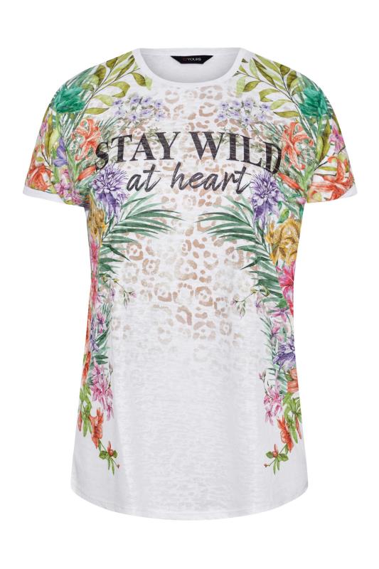 Curve White 'Stay Wild At Heart' Floral Printed Slogan T-Shirt 6