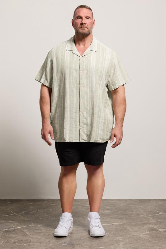 JACK & JONES Big & Tall Green Linen Blend Resort Shirt | BadRhino 1