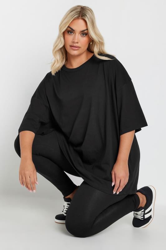 Plus Size Black Oversized Boxy T-Shirt | Yours Clothing 1