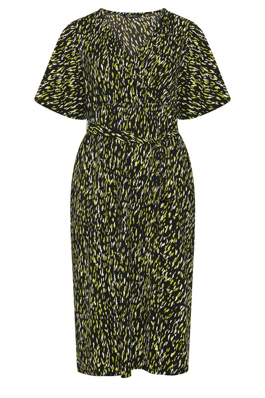 YOURS Plus Size Black Abstract Wrap Front Dress | Yours Clothing 5