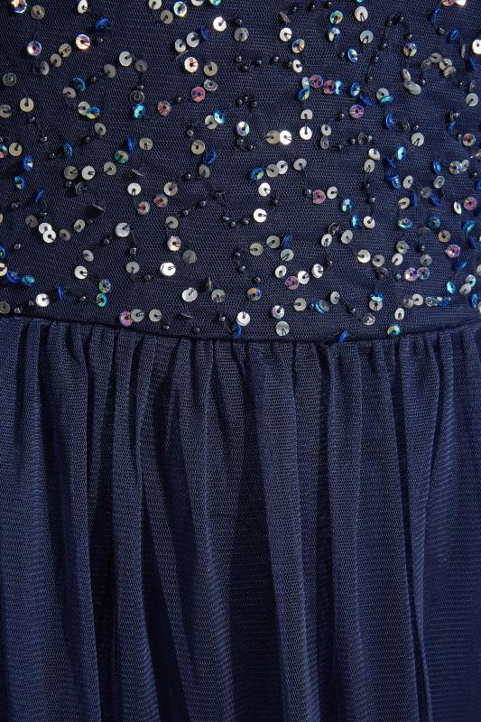 LUXE Plus Size Blue Bardot Hand Embellished Maxi Dress | Yours Clothing 5