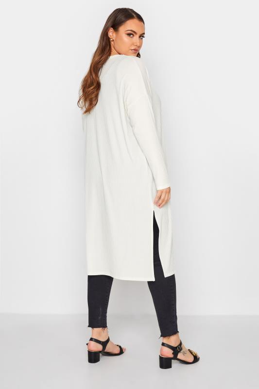 LIMITED COLLECTION Curve White Ribbed Side Split Cardigan_C.jpg