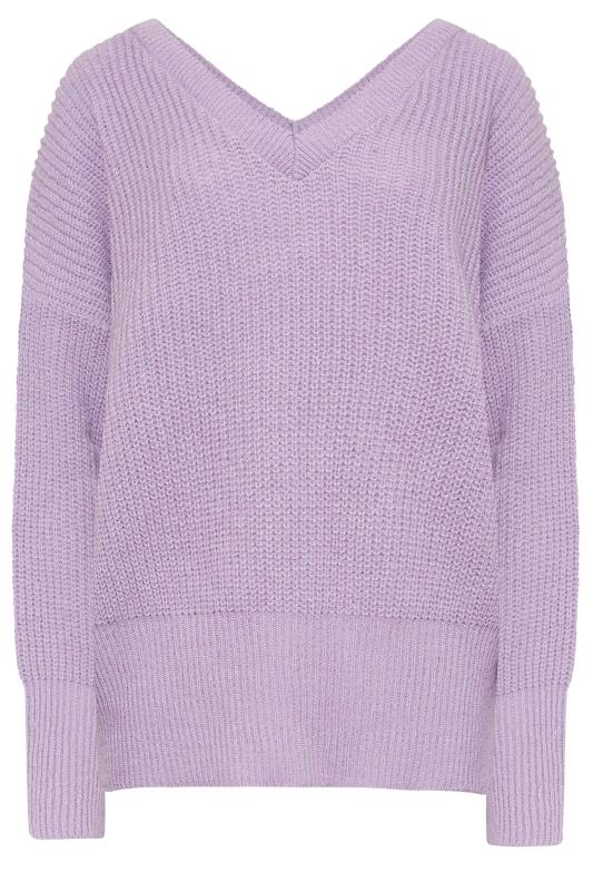 LTS Tall Women's Lilac Purple V-Neck Knitted Jumper | Long Tall Sally 6