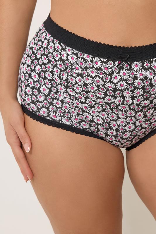 YOURSET 5 PACK Plus Size Pink Diasy Print Full Briefs | Yours Clothing 5
