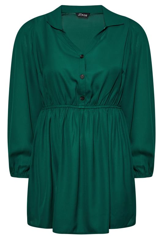 LIMITED COLLECTION Plus Size Curve Forest Green Peplum Shirt | Yours Clothing 6
