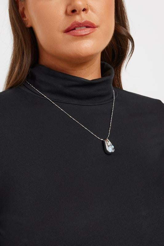 Silver Tone Tear Drop Pendant Necklace | Yours Clothing  1