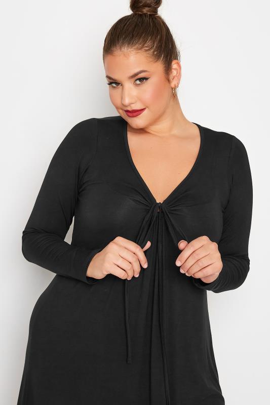 LIMITED COLLECTION Plus Size Black Keyhole Tie Neck Midaxi Dress | Yours Clothing 4