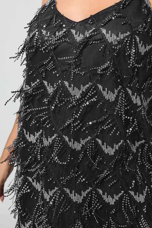 forever 21 gold fringe dress Yours London Women's Plus Size Black Sequin Embellished Tassel Slip Size 22-24 Web Collection: Burgundy