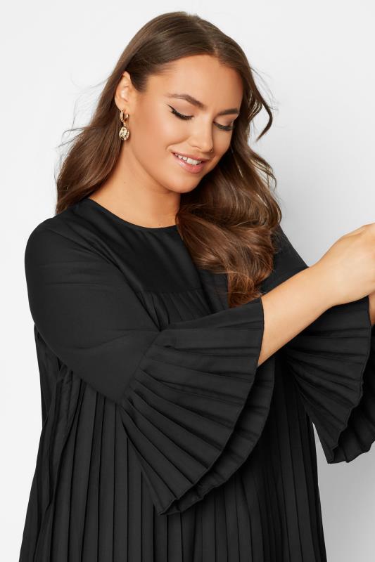 YOURS LONDON Plus Size Black Pleated Tunic Top | Yours Clothing  4