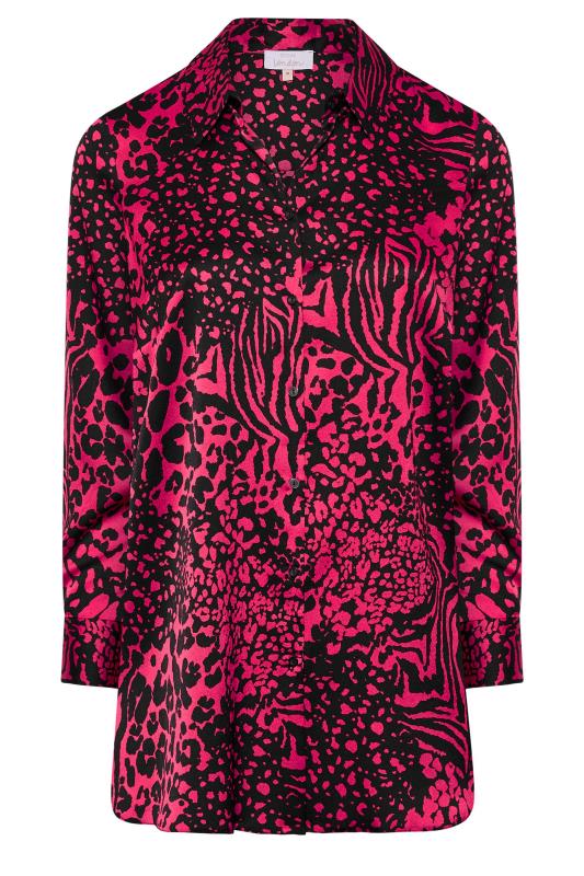 YOURS LONDON Plus Size Pink Mixed Animal Print Satin Shirt | Yours Clothing 6