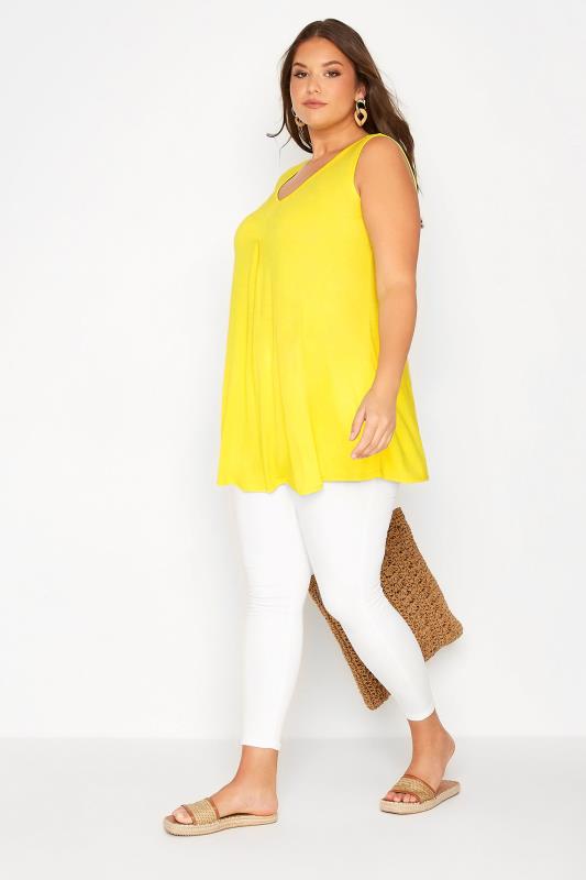 Plus Size Lemon Yellow Swing Vest Top | Yours Clothing 2