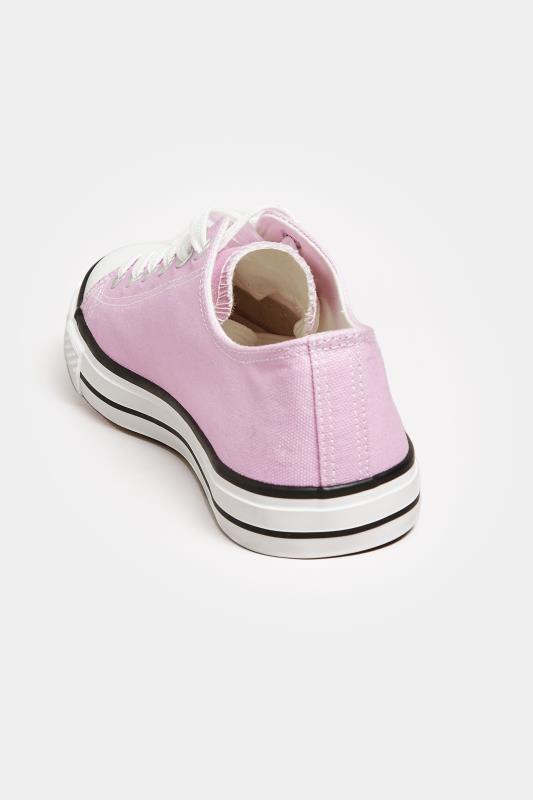 Plus Size Lilac Purple Canvas Low Trainers In Wide Fit | Yours Clothing 4